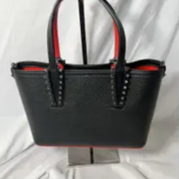 Very Good Christian Louboutin Cabata leather Mini satchel  Black~ MISSING STRAP - Picture 5 of 12